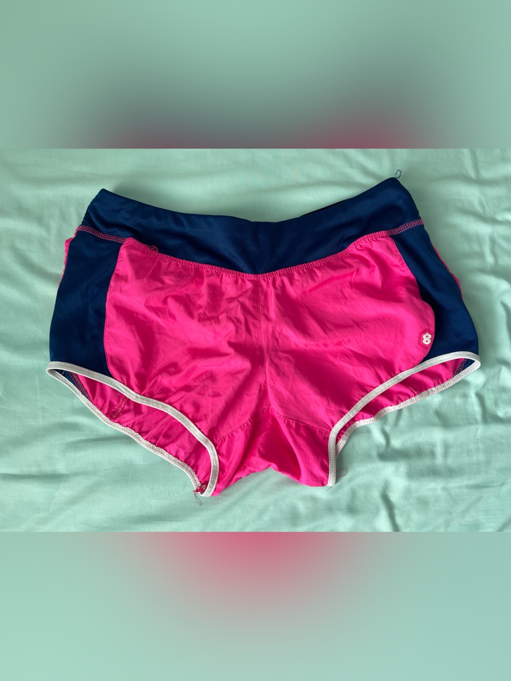 Mystic Apparel Colorblock Shorts-Bright Pink & Navy Blue Size-L